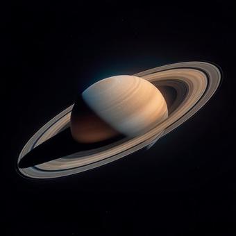 広大な宇宙に浮かぶ、神秘的な土星 広大な宇宙に浮かぶ、神秘的な土星の写真