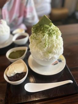 抹茶かき氷 かき氷,抹茶かき氷,デザートの写真素材
