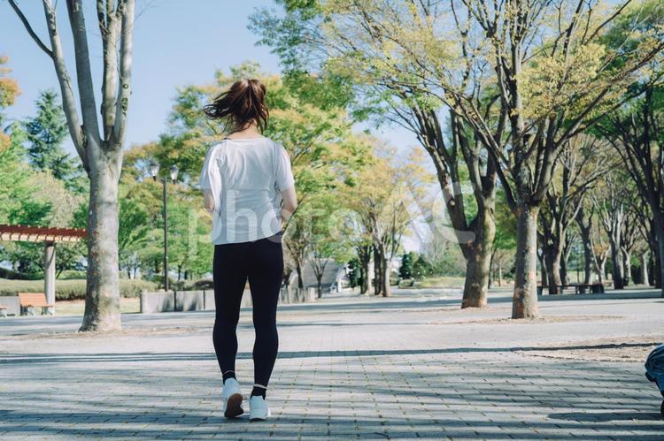 ウォーキング・運動する女性（後ろ姿） ウォーキング,有酸素運動,散歩の写真素材