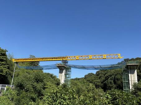 【工事写真】橋梁建設現場 【工事写真】橋梁建設現場 橋梁,架設,ベントの写真素材