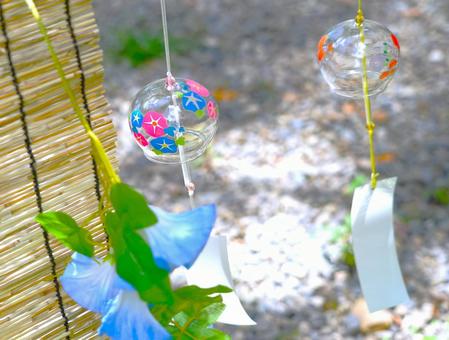 Photo, wind chimes, sandalwood, morning glory, 