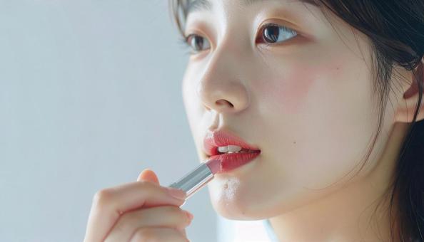 口紅をつける女性 口紅をつける女性の写真