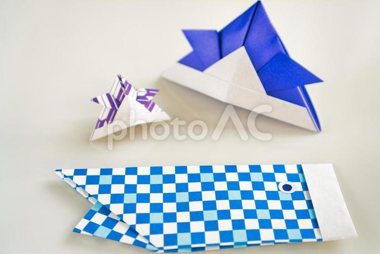 兜　こいのぼり　折り紙　origami かぶと,カブト,兜の写真素材