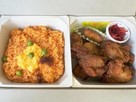 Photo, chicken rice, ketchup rice, ketchup, 