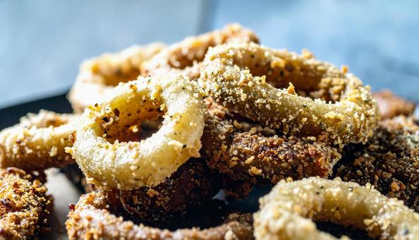 揚げ物 イカリング 揚げ物 イカリングの写真