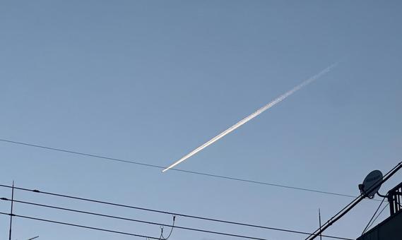飛行機雲 飛行機雲の写真