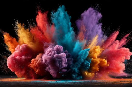 幻想的な色合いのカラーパウダーの動き 幻想的な色合いのカラーパウダーの動きの写真