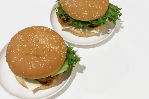 チキンバーガー チキンバーガー,肉,白ごまの写真素材