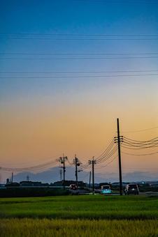 鹿児島の夕暮れの町並みの写真