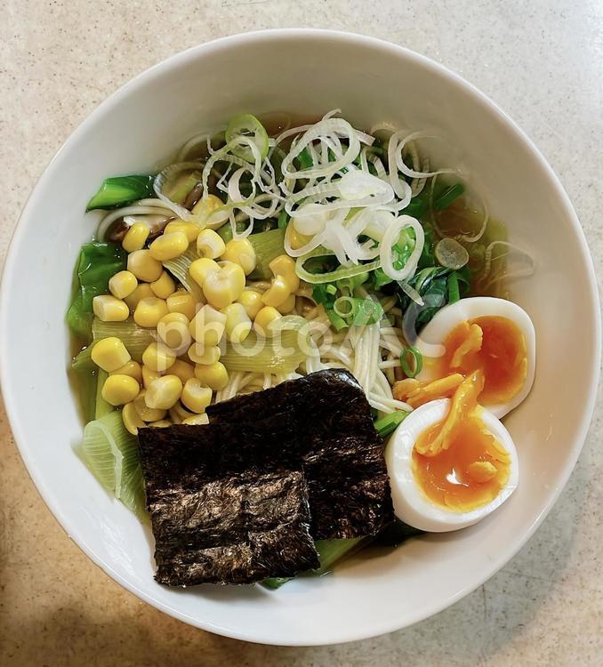 ラーメン（手作り）半熟卵　味噌・醤油・塩 ラーメン,ランチ,半熟卵の写真素材