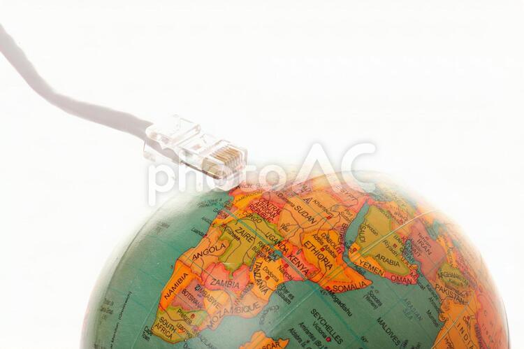 地球とLAN回線 インターネット,グローバリゼーション,グローバルの写真素材