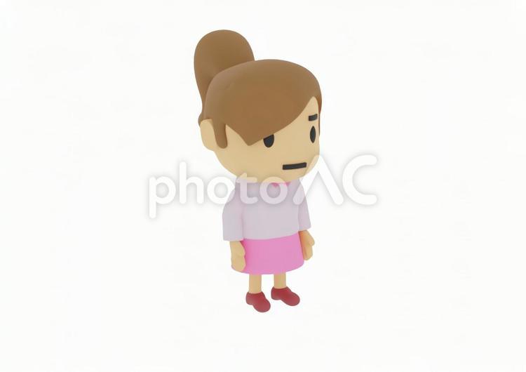 無口で無表情の不機嫌な私服の女性の少女 健康,女,クレイアートの写真素材