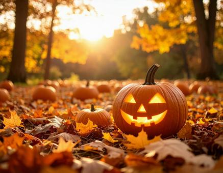 明かりが灯る笑顔のジャック・オ・ランタンの写真