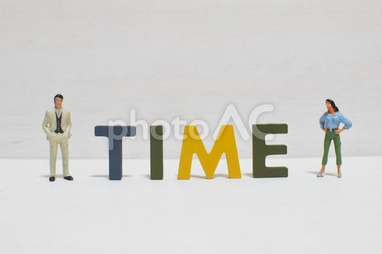 timeの文字とビジネスマン④ タイム,time,時間の写真素材