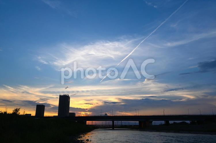 日没後の美しい空 夕景,日没,夕空の写真素材