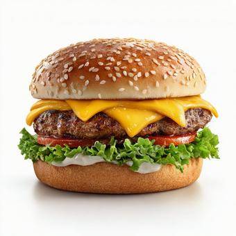 食欲をそそる本格チーズハンバーガーの写真