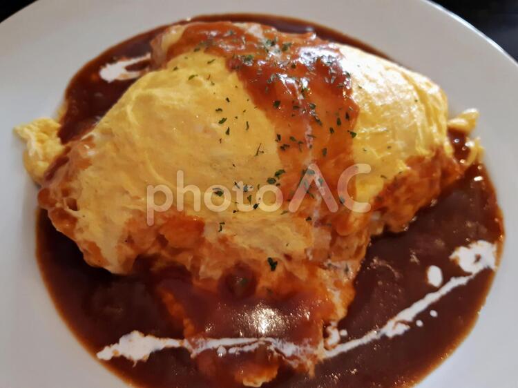 デミグラスソースのオムライス オムライス,デミグラスソース,デミグラスの写真素材