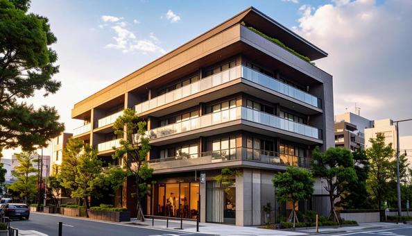 4階建ての近代的な建物 4階建ての近代的な建物の写真