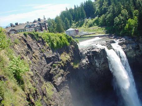 スノークォルミー滝 滝,アメリカ,ワシントン州の写真素材