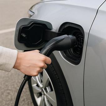 EV充電コネクタ手元 EV充電コネクタ手元の写真