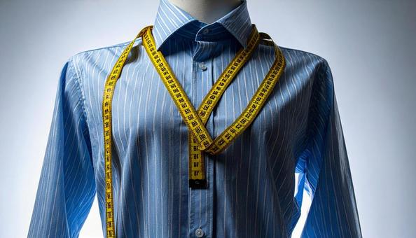 服のサイズを測定 メジャーとシャツ 服のサイズを測定 メジャーとシャツの写真