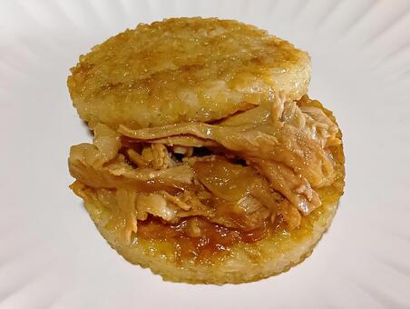 豚生姜焼ライスバーガー ライスバーガー,豚肉,生姜焼きの写真素材