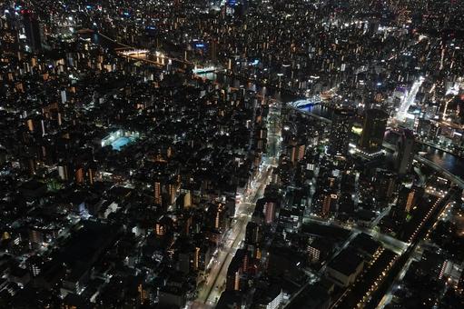 都会の夜景 都会の夜景 東京,スカイツリー,東京タワーの写真素材