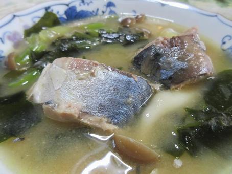 サバ缶の味噌汁 味噌汁,サバ,鯖の写真素材