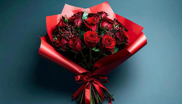 赤い花のギフトの写真