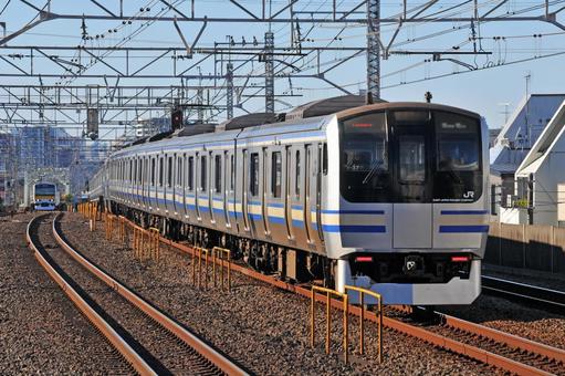 217系 総武線快速 217系 総武線快速 鉄道,電車,線路の写真素材