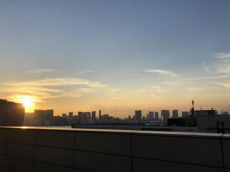 お台場の夕日 お台場の夕日の写真
