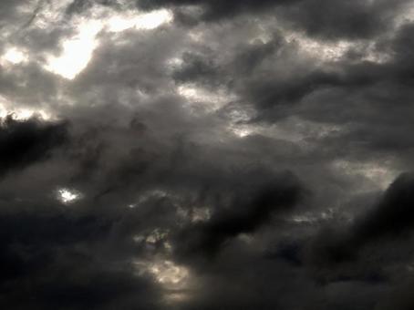 Photo, sakura furusato square, dark clouds, sky, 