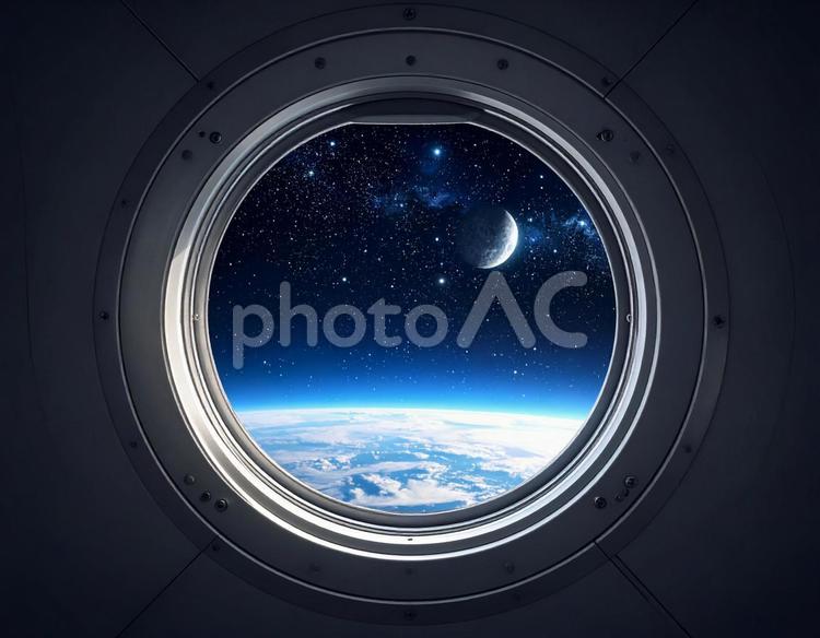 宇宙船からの眺め 海,丸,地球の写真素材