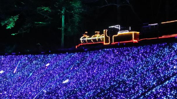 虹の郷　夜のロムニー鉄道 イルミネーション,虹の郷,ロムニー鉄道の写真素材