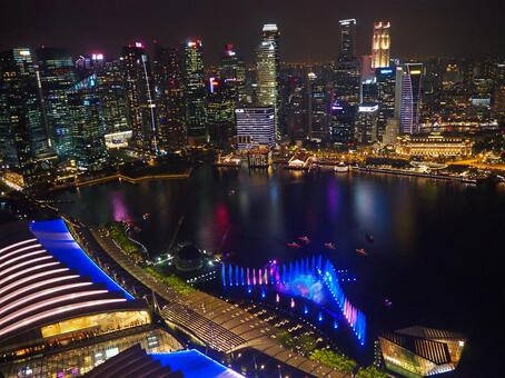 マリーナベイサンズからの夜景 シンガポール,シンガポール旅行,アジア旅行の写真素材