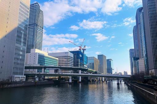 川から見るビル群 川から見るビル群 大阪,都会,中之島の写真素材