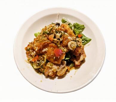 油淋鶏 油淋鶏,揚げ鶏,唐揚げの写真素材