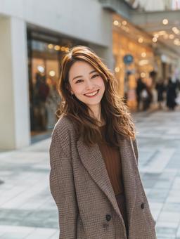 秋服の女性、ファッションモデル 秋服の女性、ファッションモデルの写真