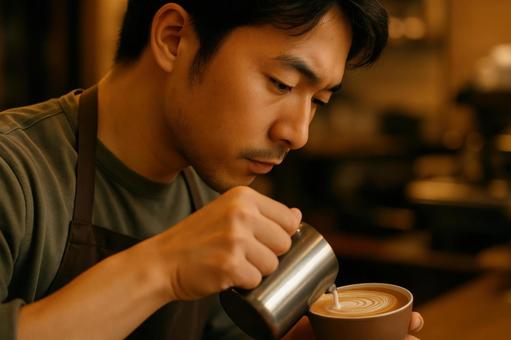 バリスタの横顔 バリスタの横顔の写真