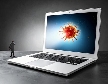 ウィルスに感染したパソコンの写真