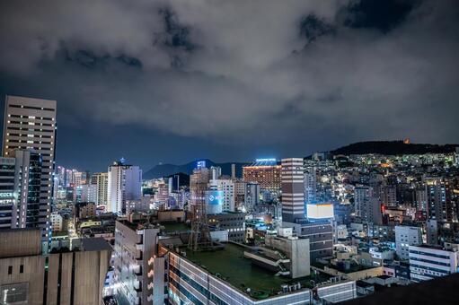 釜山駅周辺の夜景 韓国,釜山,アジアの写真素材
