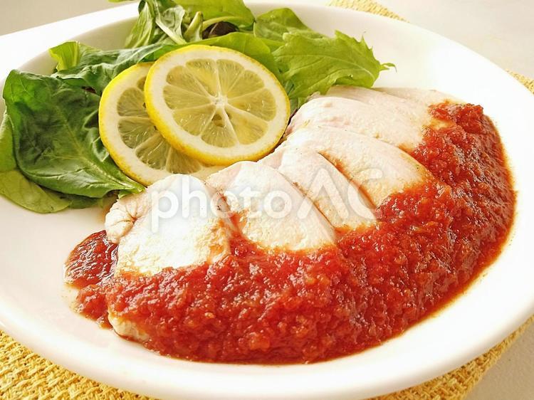 鶏ハム　トマトソース 鶏ハム,トマトソース,高蛋白質の写真素材