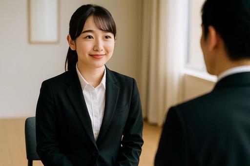 面接を受ける女性のフリー画像 面接を受ける女性のフリー画像の写真