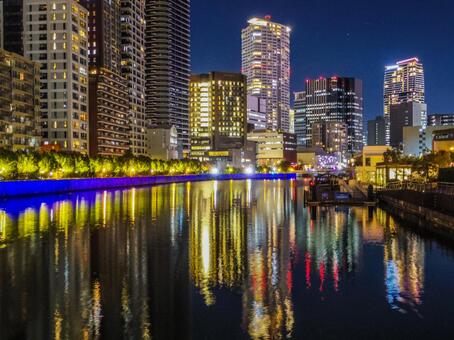 【大阪府】大阪市・中之島 中之島,夜景,夜の写真素材