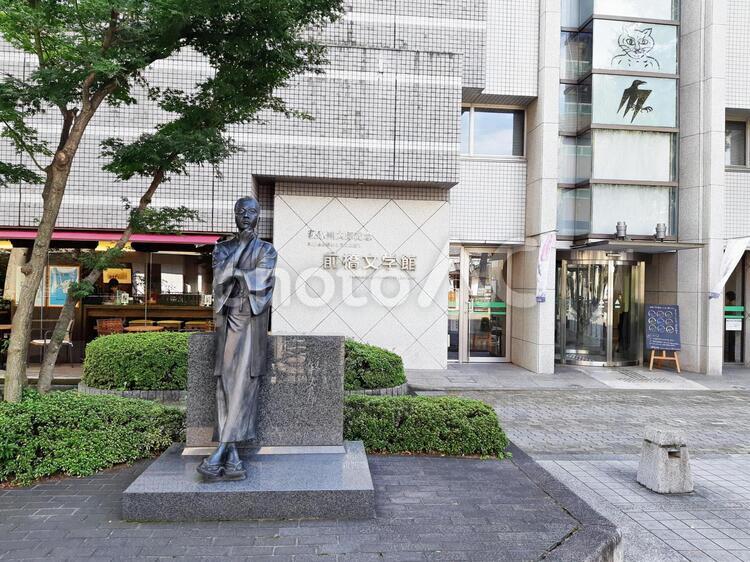 萩原朔太郎の銅像と前橋文学館 萩原朔太郎,銅像,前橋文学館の写真素材