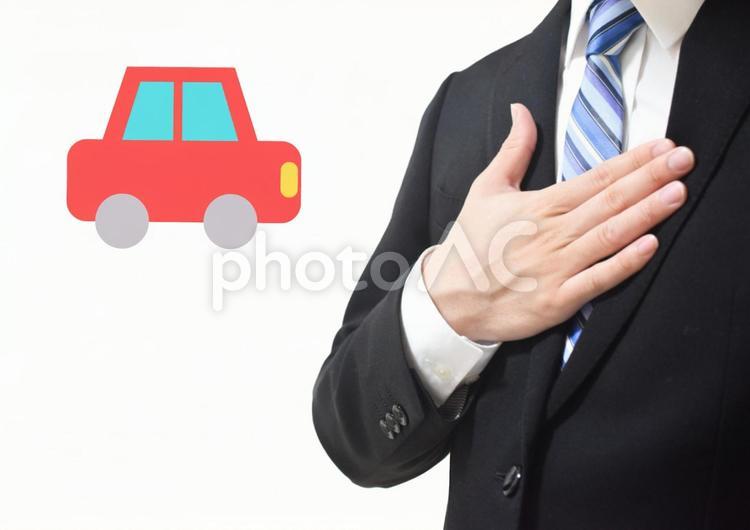 自信のあるリクルートスーツと車 車,自動車,カーの写真素材