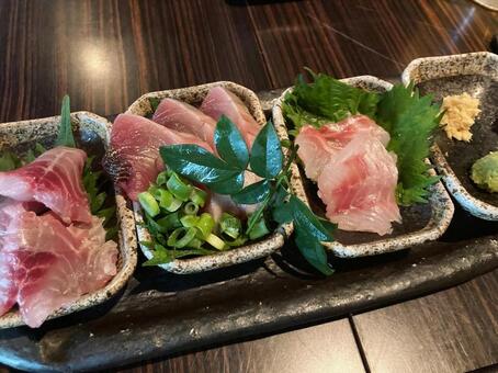 お刺身セット 夕食,お刺身,食事の写真素材