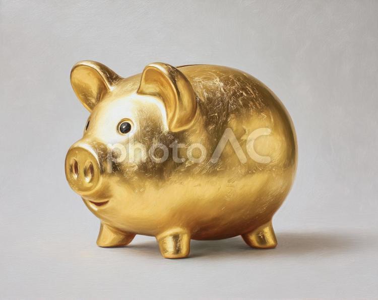 貯蓄の目標：成功を願う金色の豚 貯金箱,豚,ブタの写真素材