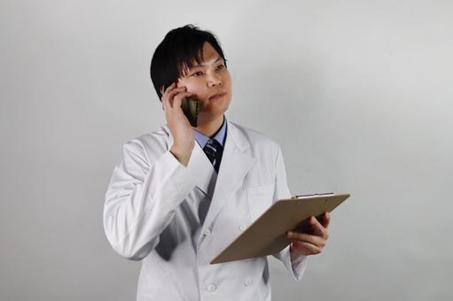 Photo, a doctor, phone, white, 
