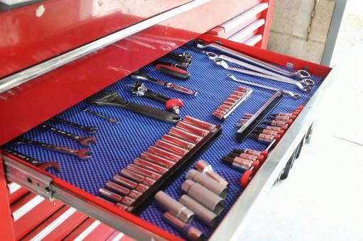バイクガレージの工具箱 工具,工具箱,ガレージの写真素材